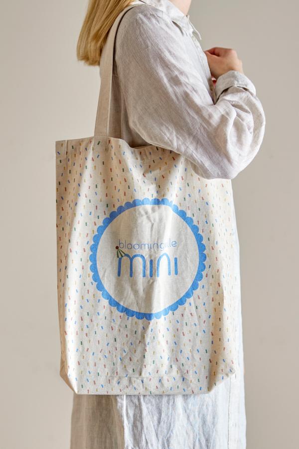 Bloomingville Mini Celebrate Tote Bag, Blue, Cotton