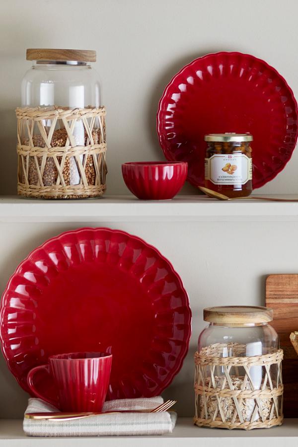 Bloomingville Latina Plate, Red, Stoneware