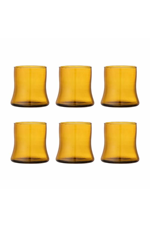 Bloomingville Florentine Drinking Glass, Multipack, Brown, Recycled Glass