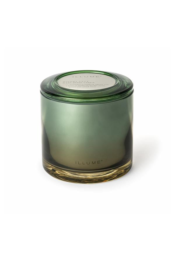Illume Hinoki Sage Statement Glass Candle, Green,
