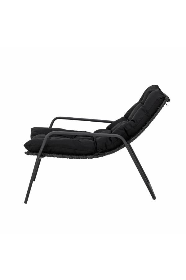 Bloomingville Boel Deck Chair with Stool, Black, Metal
