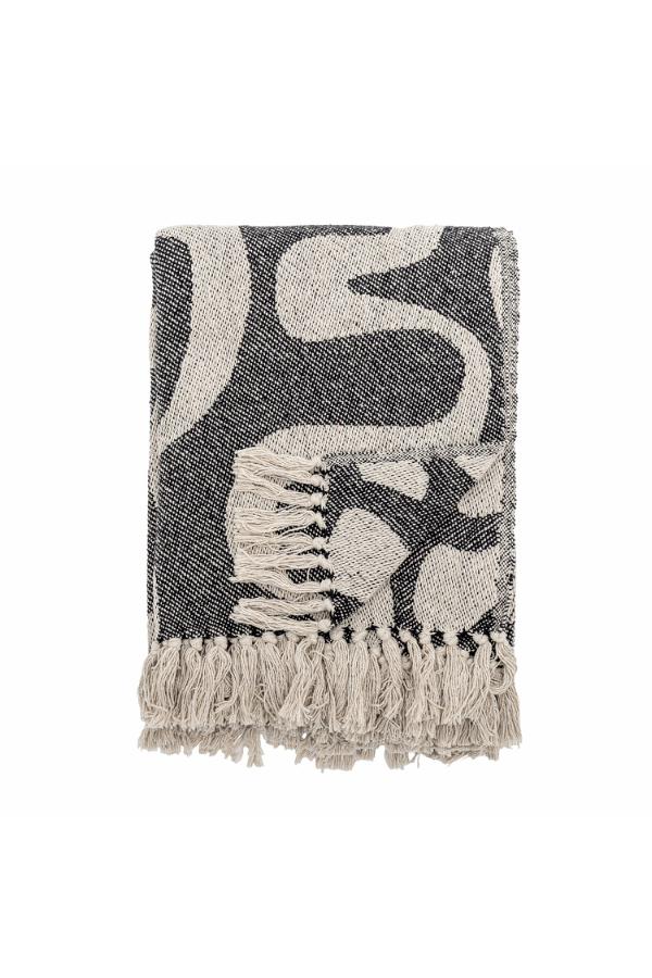 Bloomingville Salobre Throw, Black, Recycled Cotton