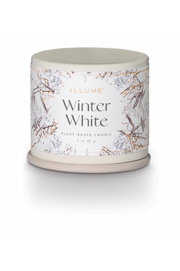 Illume Winter White Demi Vanity Tin Candle, White,