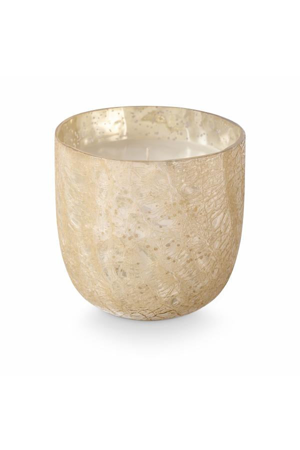 Illume Winter White Crackle Glass Candle, White,