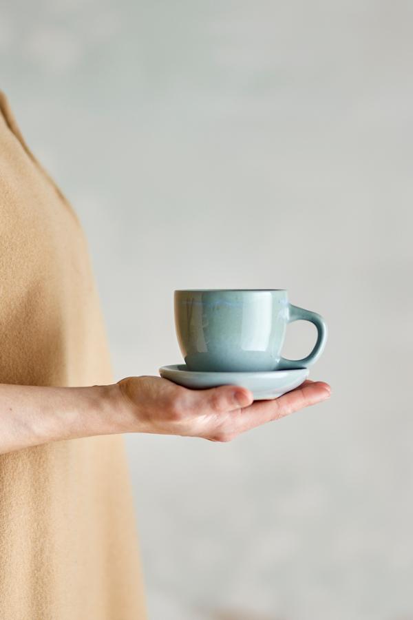 Bloomingville Brenta Cup w/Saucer, Blue, Stoneware