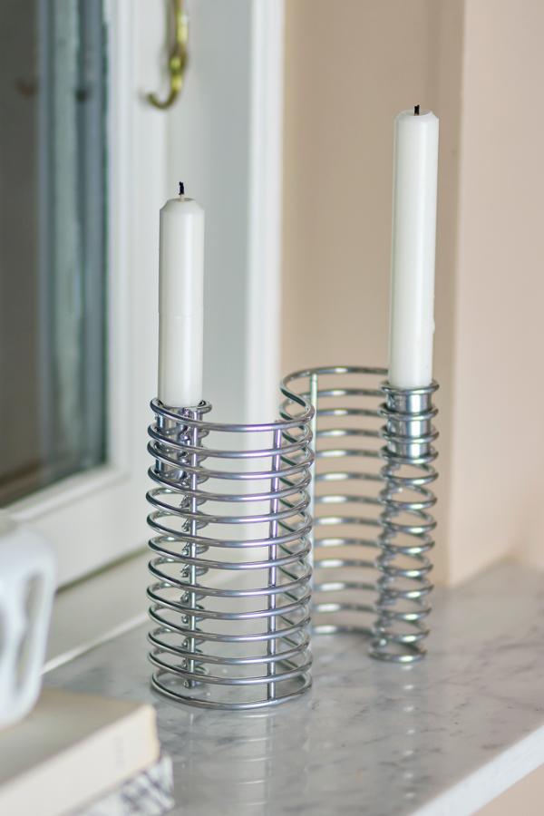 Bloomingville Wavela Candle Holder, Silver, Iron