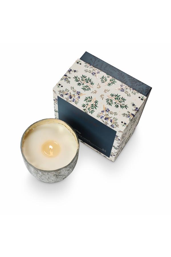 Illume North Sky Crackle Glass Candle, Silver,