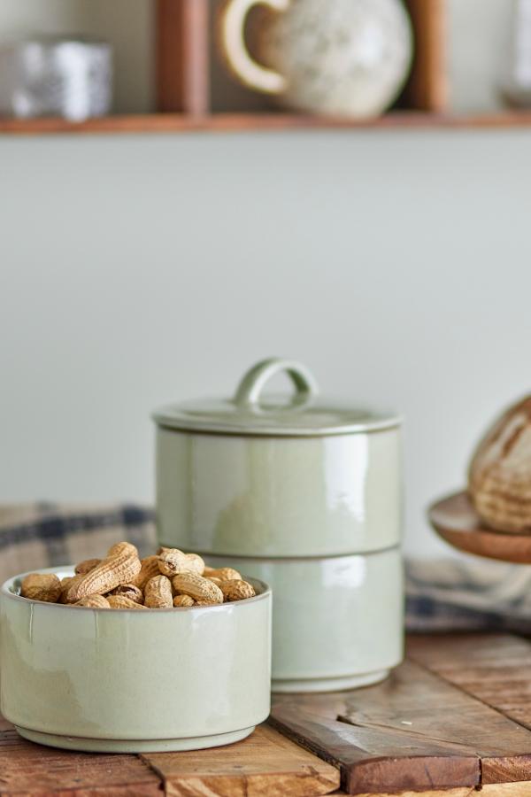 Creative Collection Ebba Jar w/Lid, Green, Stoneware