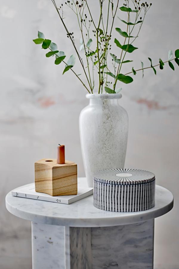Bloomingville Jasmia Side Table, White, Marble