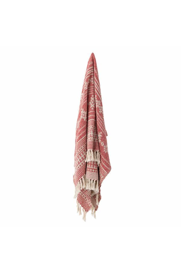 Bloomingville Oia Throw, Red, Recycled Cotton