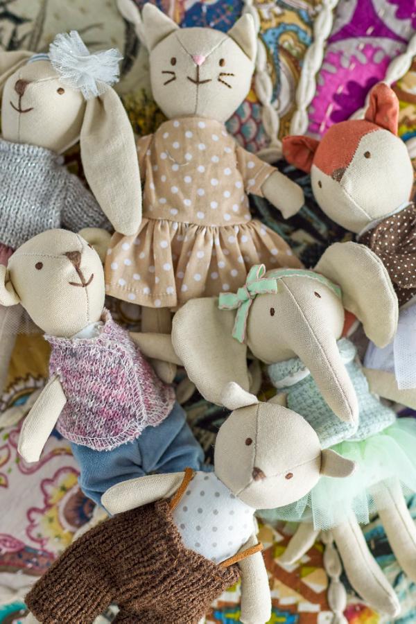 Bloomingville Mini Animal friends Doll, Multi, Cotton