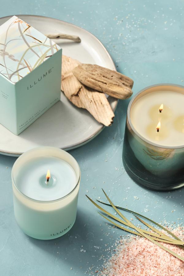 Illume Fresh Sea Salt Box Glass Candle, Green,