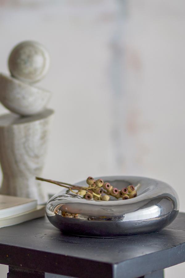 Bloomingville Shine Bowl, Silver, Stoneware