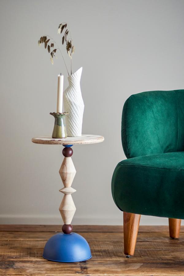 Creative Collection Mannelli Side Table, Blue, Firwood