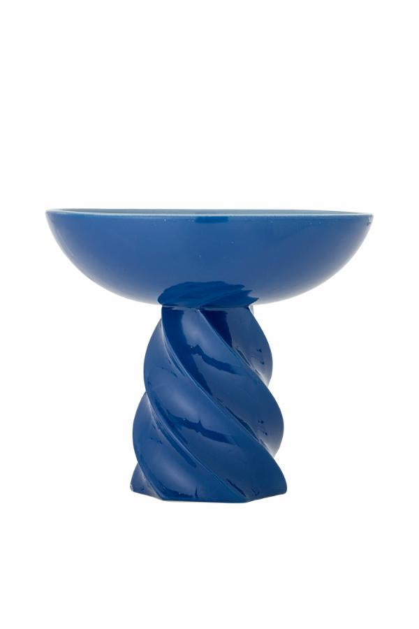 Bloomingville Riley Pedestal Bowl, Blue, Stoneware
