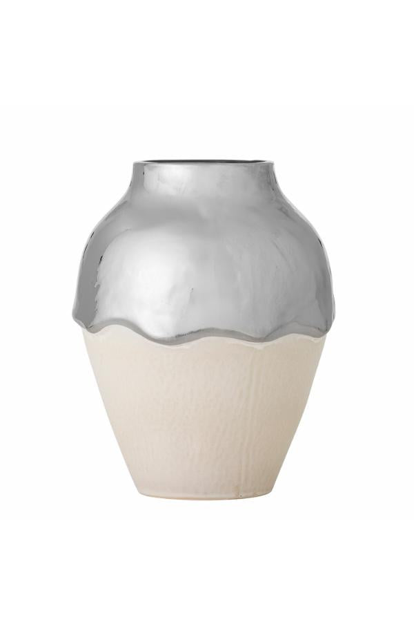 Bloomingville Silvio Vase, Silver, Stoneware