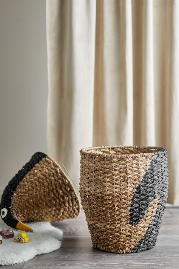 Bloomingville Mini Tazia Basket w/Lid, Black, Bankuan Grass