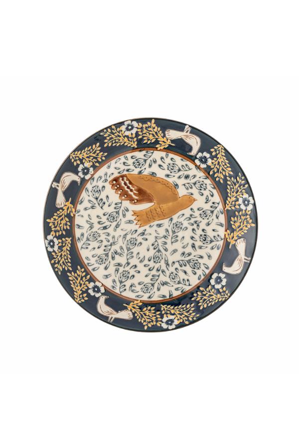 Bloomingville Hezha Plate, Blue, Stoneware