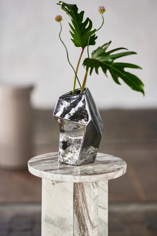 Bloomingville Dimona Vase, Silver, Stoneware