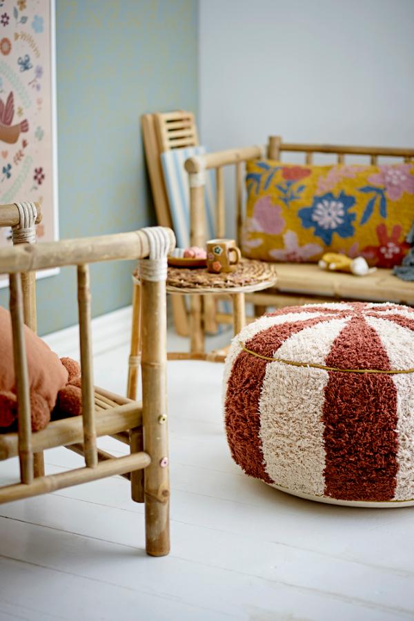 Bloomingville Mini Charoline Pouf, Brown, Cotton
