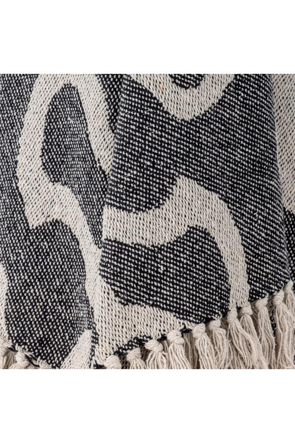 Bloomingville Salobre Throw, Black, Recycled Cotton