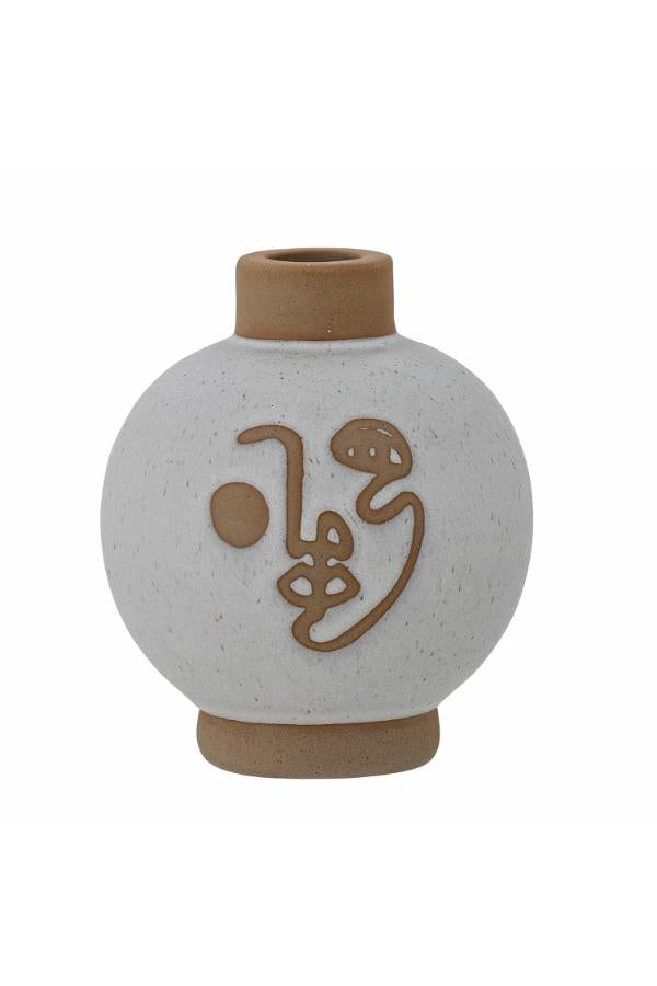 Bloomingville Jilian Candle Holder, White, Stoneware