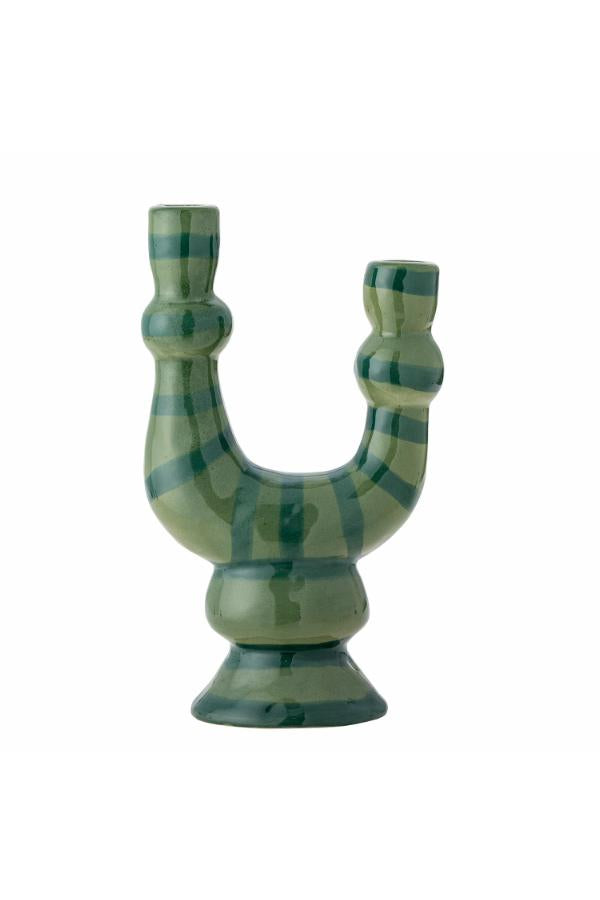 Bloomingville Salandy Candle Holder, Green, Stoneware