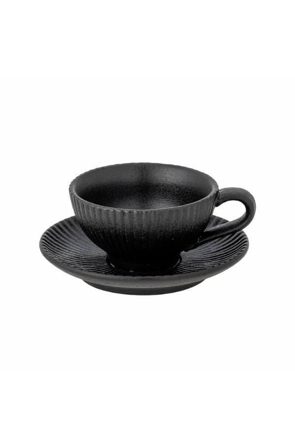 Bloomingville Neri Cappuccino Cup w/Saucer, Black, Stoneware