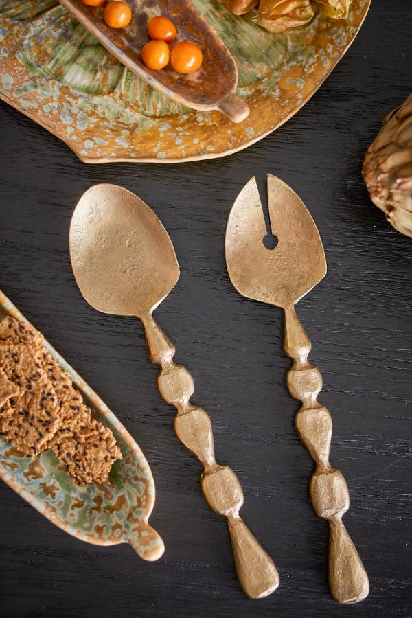 Bloomingville Edi Salad Servers, Brass, Metal