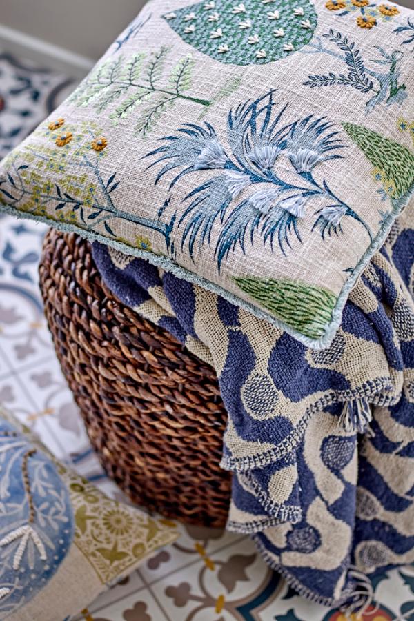 Creative Collection Santena Throw, Blue, Recycled Cotton
