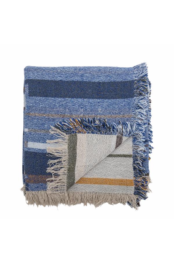 Bloomingville Toscana Throw, Blue, Recycled Cotton