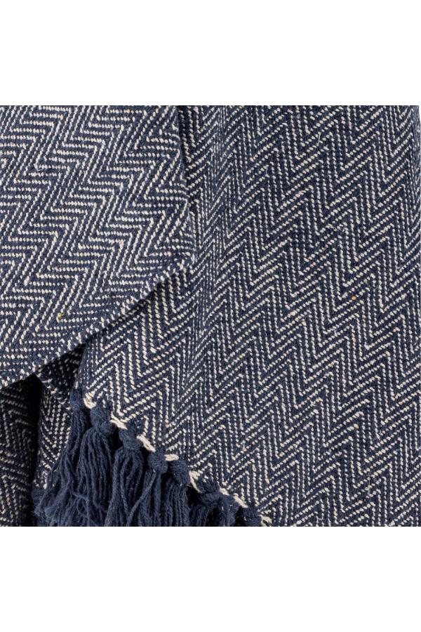 Creative Collection Herringbone Throw, Blue, Recycled Cotton