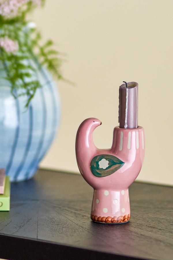 Bloomingville Trudy Candle Holder, Rose, Stoneware