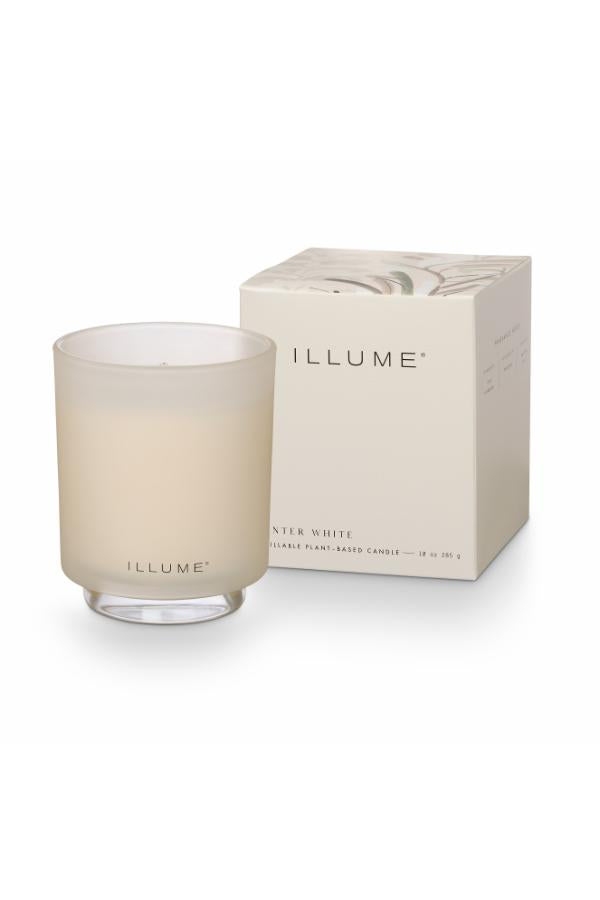 Illume Winter White Box Glass Candle, White,