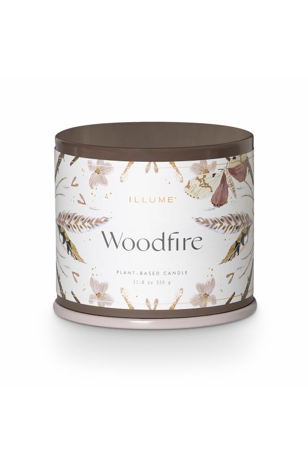 Illume Woodfire Vanity Tin Candle, Brown,