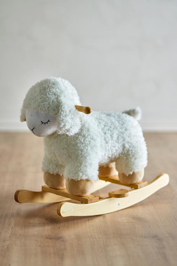 Bloomingville Mini Laasrith Rocking Toy, Sheep, White, Polyester