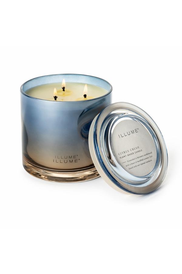 Illume Citrus Crush Statement Glass Candle, Blue,
