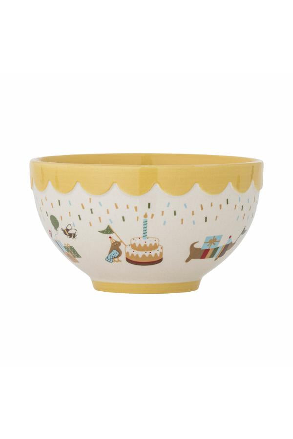 Bloomingville Mini Celebrate Bowl, Yellow, Stoneware
