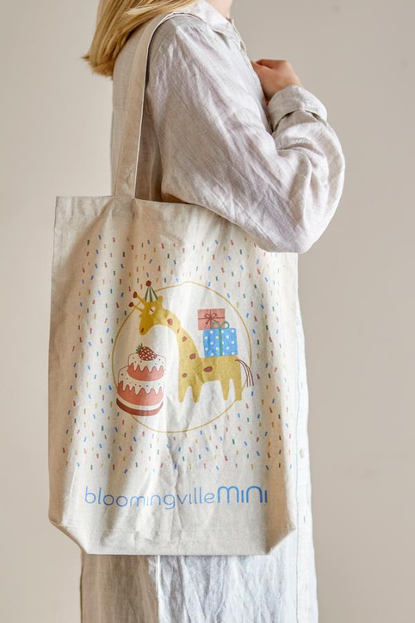 Bloomingville Mini Celebrate Tote Bag, Blue, Cotton