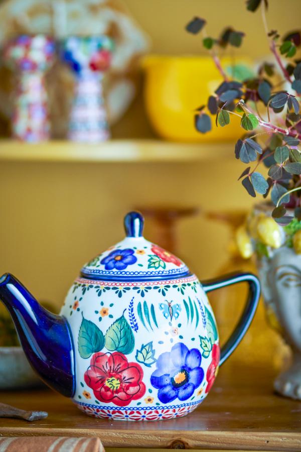 Creative Collection Florist Teapot w/Teastrainer, Multi, Stoneware
