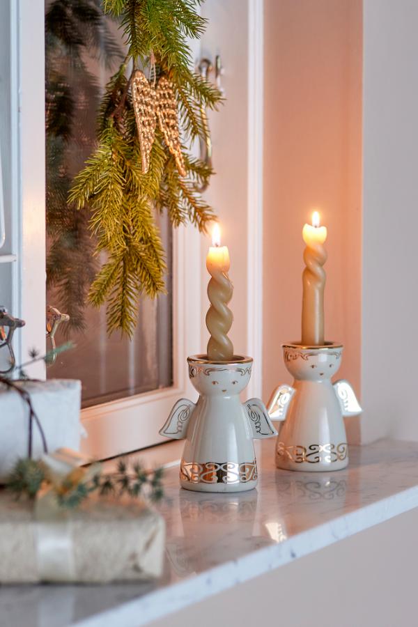 Bloomingville Faella Votive & Candle Holder, White, Stoneware