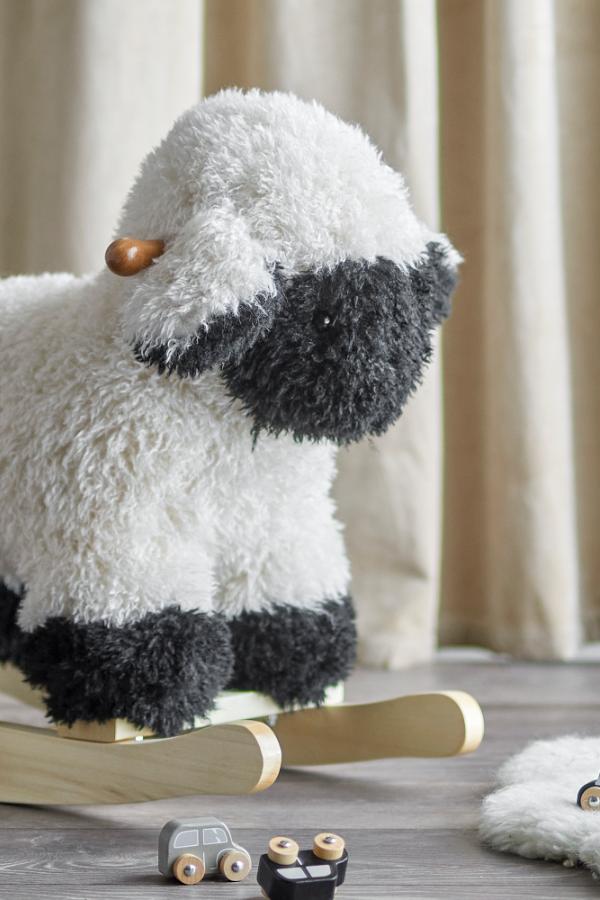 Bloomingville Mini Dolly Rocking Toy, Sheep, White, Polyester