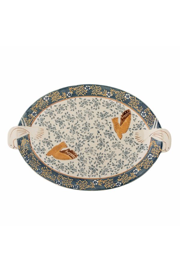 Bloomingville Hezha Serving Plate, Blue, Stoneware