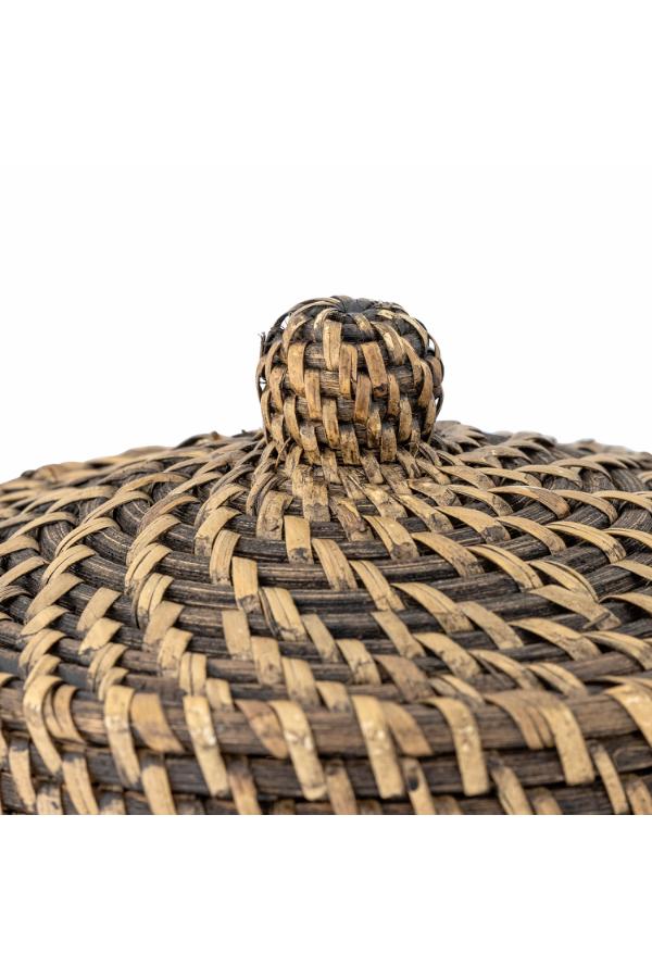 Bloomingville Leoonie Basket w/Lid, Black, Rattan