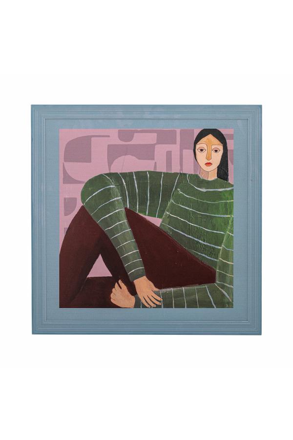 Bloomingville Zoy Illustration w/ Frame, Multi, Firwood