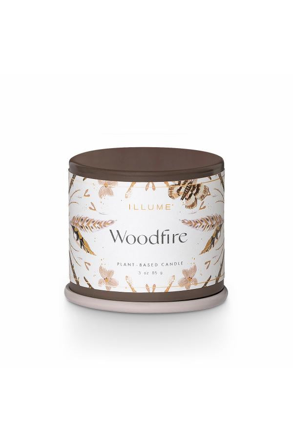 Illume Woodfire Demi Vanity Tin Candle, Brown,