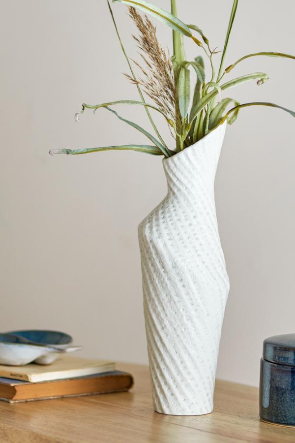 Creative Collection Fikla Vase, White, Stoneware