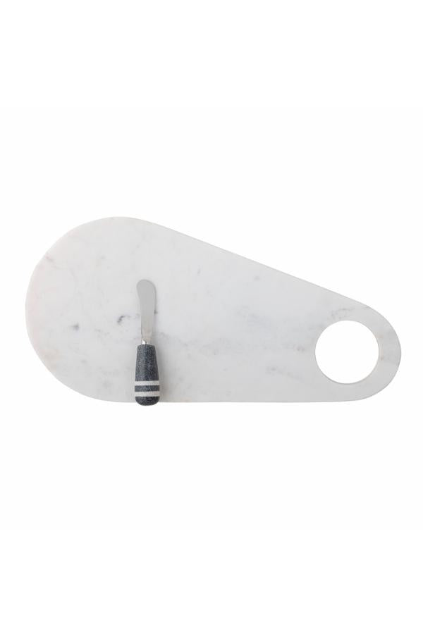 Bloomingville Abrielle Serving Board w/Knife, White, Marble
