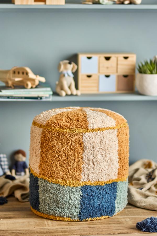 Bloomingville Mini Kio Pouf, Multi, Cotton