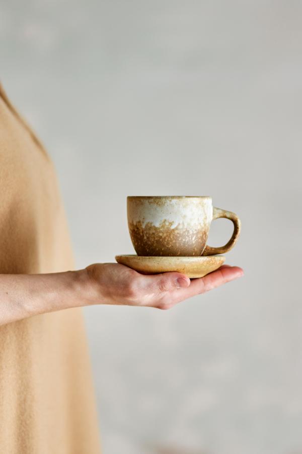 Bloomingville Brenta Cup w/Saucer, Nature, Stoneware